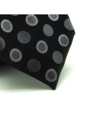 GRAVATA  JACQUARD SEDA 8 CM DESENHO DE CIRCULO CINZA