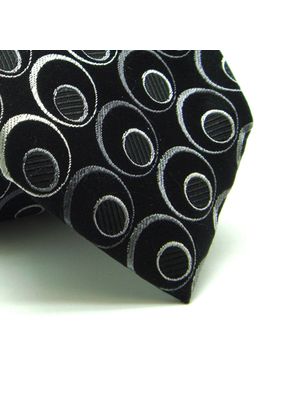 GRAVATA  JACQUARD SEDA 8CM DESENHOS GEOMETRICOS PRATA