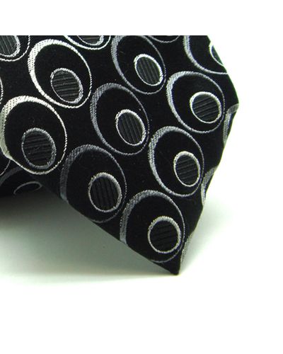 GRAVATA  JACQUARD SEDA 8CM DESENHOS GEOMETRICOS PRATA