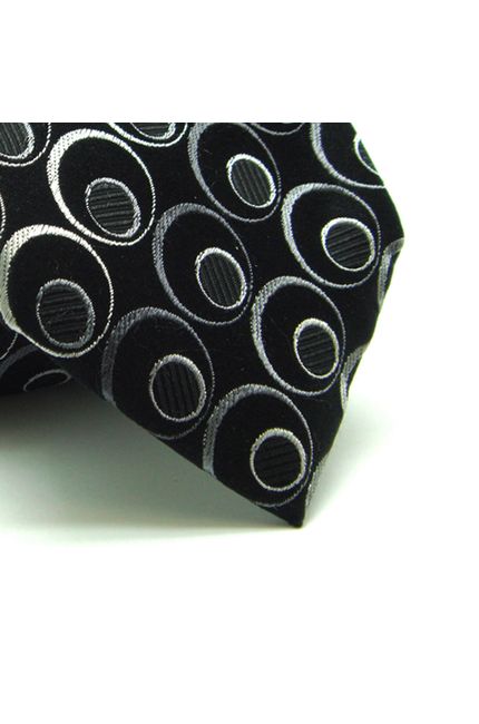 GRAVATA  JACQUARD SEDA 8CM DESENHOS GEOMETRICOS PRATA