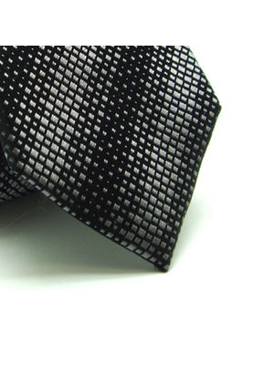 Gravata Seda Losangos Em Preto E Cinza