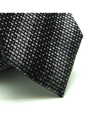 Gravata Seda Losangos Em Preto E Cinza