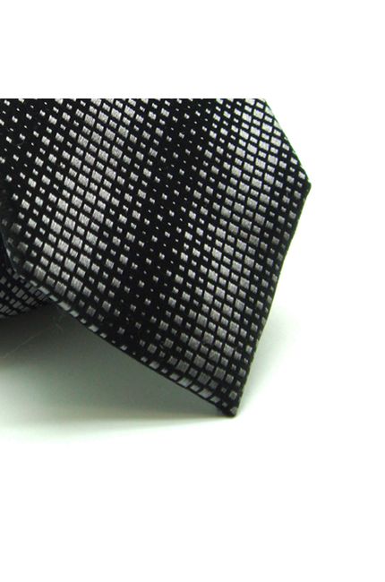 Gravata Seda Losangos Em Preto E Cinza