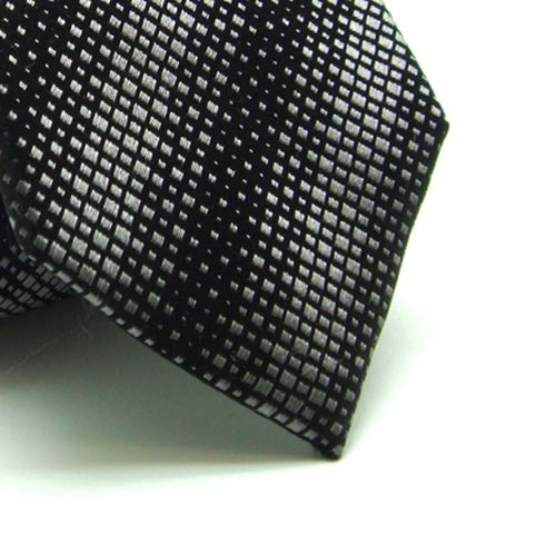 Gravata Seda Losangos Em Preto E Cinza
