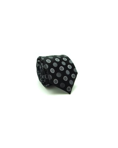 GRAVATA  JACQUARD SEDA 8 CM DESENHO DE CIRCULO CINZA
