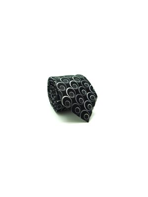 GRAVATA  JACQUARD SEDA 8CM DESENHOS GEOMETRICOS PRATA
