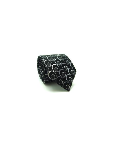 GRAVATA  JACQUARD SEDA 8CM DESENHOS GEOMETRICOS PRATA