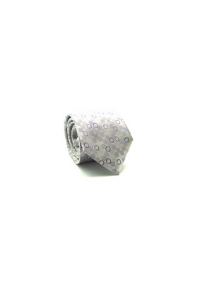 GRAVATA  JACQUARD TRADICIONAL 8CM SEDA DESENHOS DE CIRCULOS LILAS