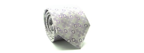 GRAVATA  JACQUARD TRADICIONAL 8CM SEDA DESENHOS DE CIRCULOS LILAS