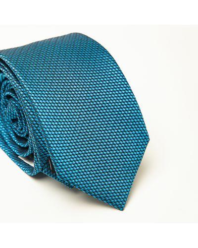 Gravata Tradicional Seda Pierre Cardin Azul  Com Detalhes Preto