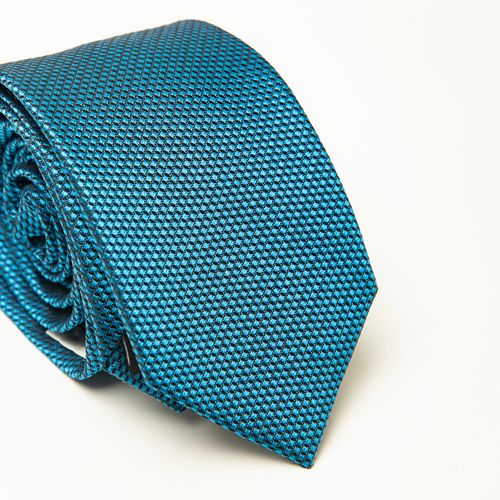 Gravata Tradicional Seda Pierre Cardin Azul  Com Detalhes Preto