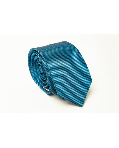 Gravata Tradicional Seda Pierre Cardin Azul  Com Detalhes Preto