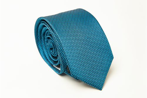Gravata Tradicional Seda Pierre Cardin Azul  Com Detalhes Preto