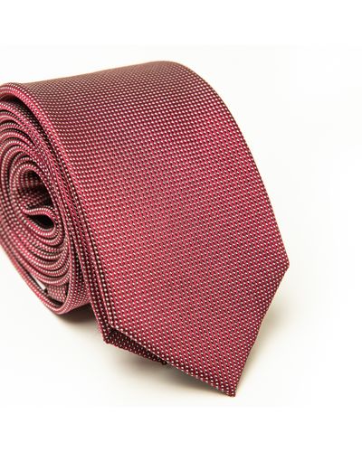 Gravata Tradicional Seda Pierre Cardin  Vermelha Com Pontinhos Brancos