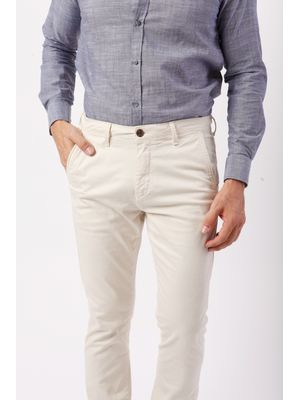 Calça de sarja c/elastano casual Cru