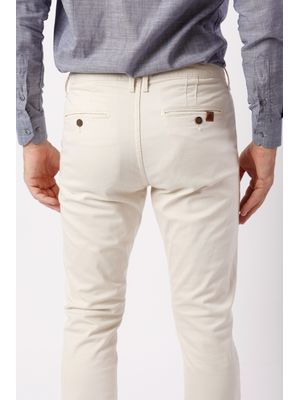 Calça de sarja c/elastano casual Cru