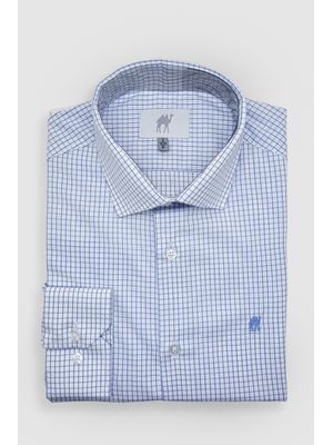 Camisa Manga Longa s/bolso Xadrez Azul
