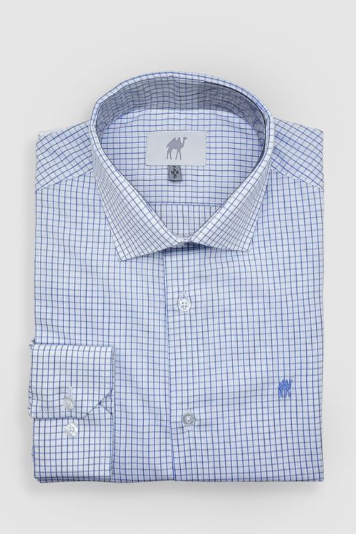 Camisa Manga Longa s/bolso Xadrez Azul