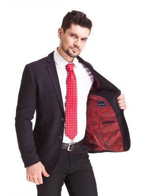 Terno Poliviscose Risca Giz Slim Fit Preto