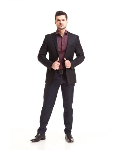 Paletó camelo slim fit super 100 Preto