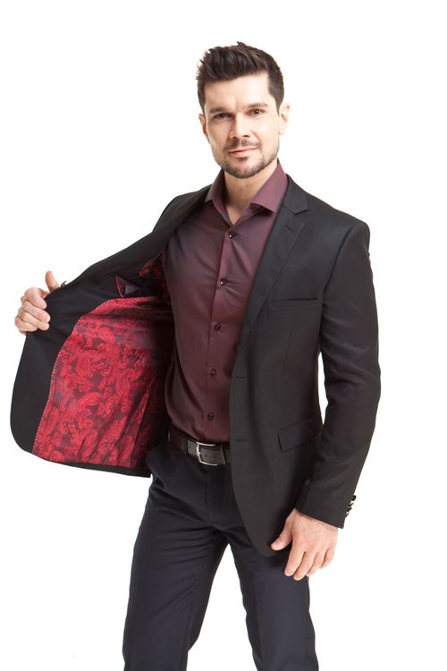 Paletó camelo slim fit super 100 Preto