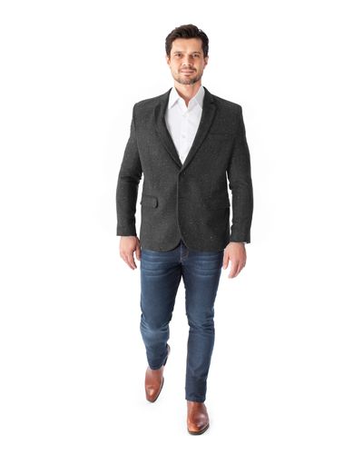 Blazer lã escama de peixe Cinza