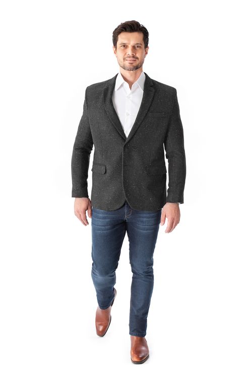 Blazer lã escama de peixe Cinza