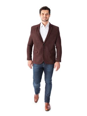 Blazer lã escama de peixe Vinho