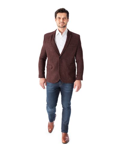 Blazer lã escama de peixe Vinho