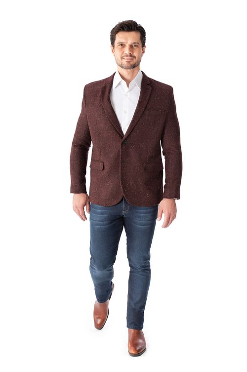 Blazer lã escama de peixe Vinho