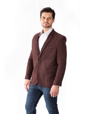 Blazer lã escama de peixe Vinho