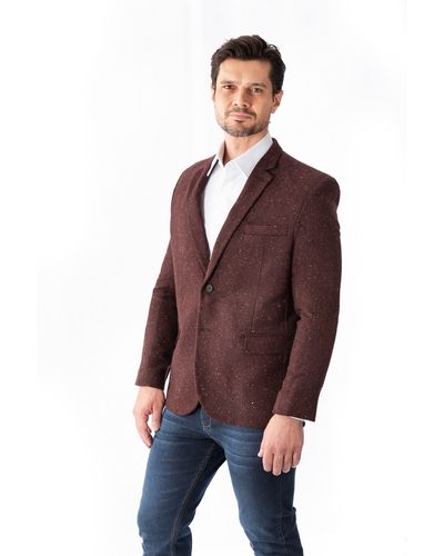 Blazer lã escama de peixe Vinho