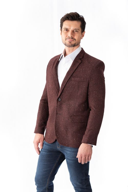 Blazer lã escama de peixe Vinho