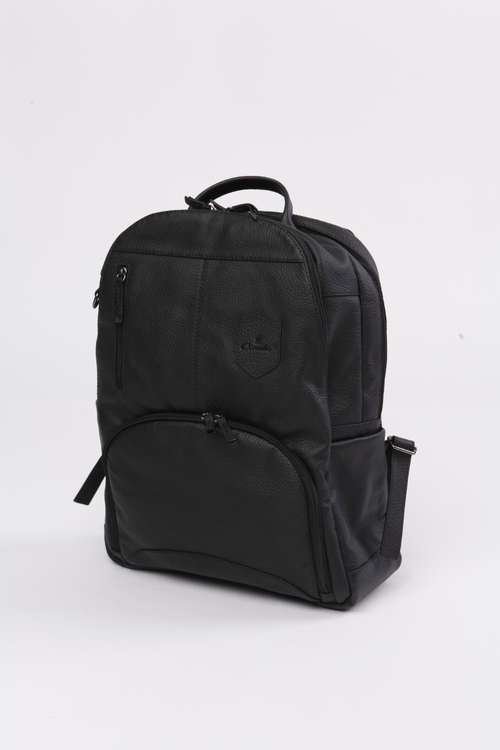 Mochila 100% couro preta