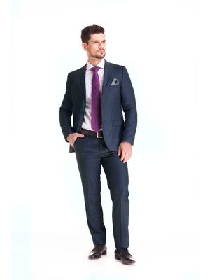Terno Poliviscose Risca Giz Slim Fit Marinho