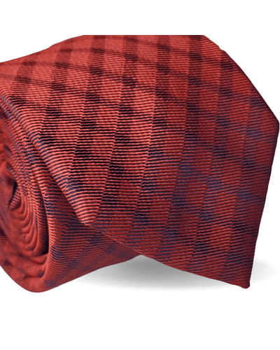 GRAVATA TRADICIONAL POLIÉSTER JACGUARD XADREZ VERMELHO E AZUL