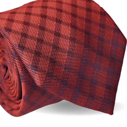 GRAVATA TRADICIONAL POLIÉSTER JACGUARD XADREZ VERMELHO E AZUL