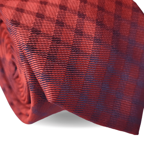 GRAVATA TRADICIONAL POLIÉSTER JACGUARD XADREZ VERMELHO E AZUL
