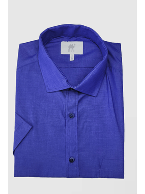 Camisa Manga Curta Com Bolso Azul