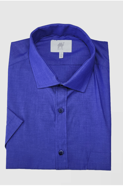 Camisa Manga Curta Com Bolso Azul