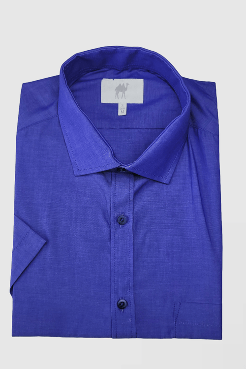 Camisa Manga Curta Com Bolso Azul