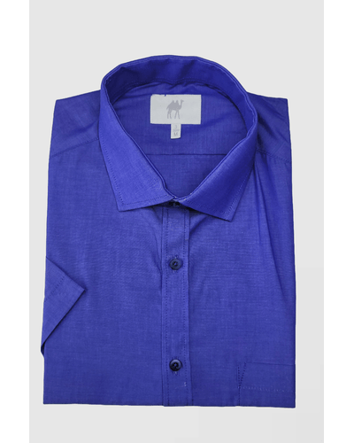 Camisa Manga Curta Com Bolso Azul