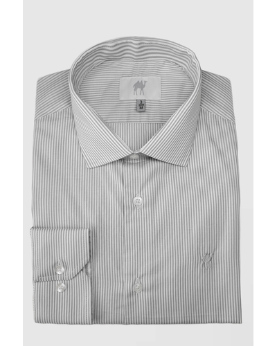Camisa Custom S/ Bolso Manga Longa Cinza