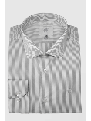 Camisa Custom S/ Bolso Manga Longa Cinza