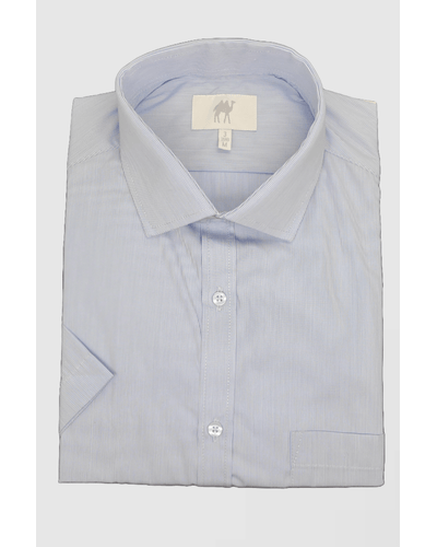 Camisa Manga Curta com Bolso Azul Claro