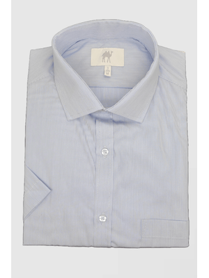 Camisa Manga Curta com Bolso Azul Claro