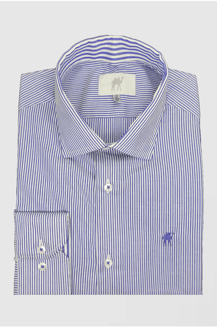 Camisa Custom  sem Bolso Manga Longa Azul Escuro