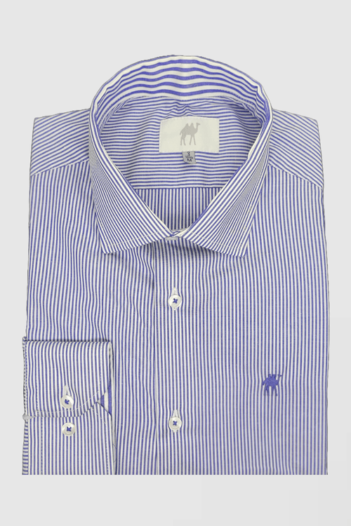 Camisa Custom  sem Bolso Manga Longa Azul Escuro
