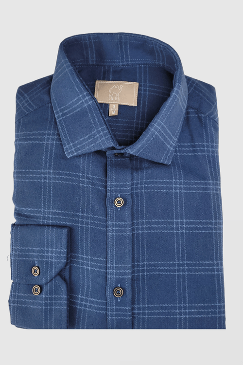 Camisa Manga Longa Sem Bolso Azul