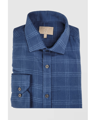 Camisa Manga Longa Sem Bolso Azul